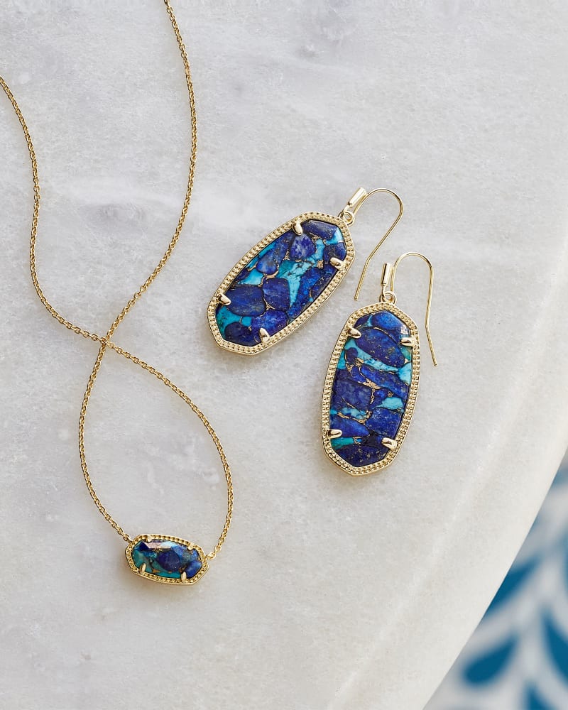 Factory KENDRA SCOTT Elisa Bronze Veined Lapis Turquoise Magnesite In Gold NWT