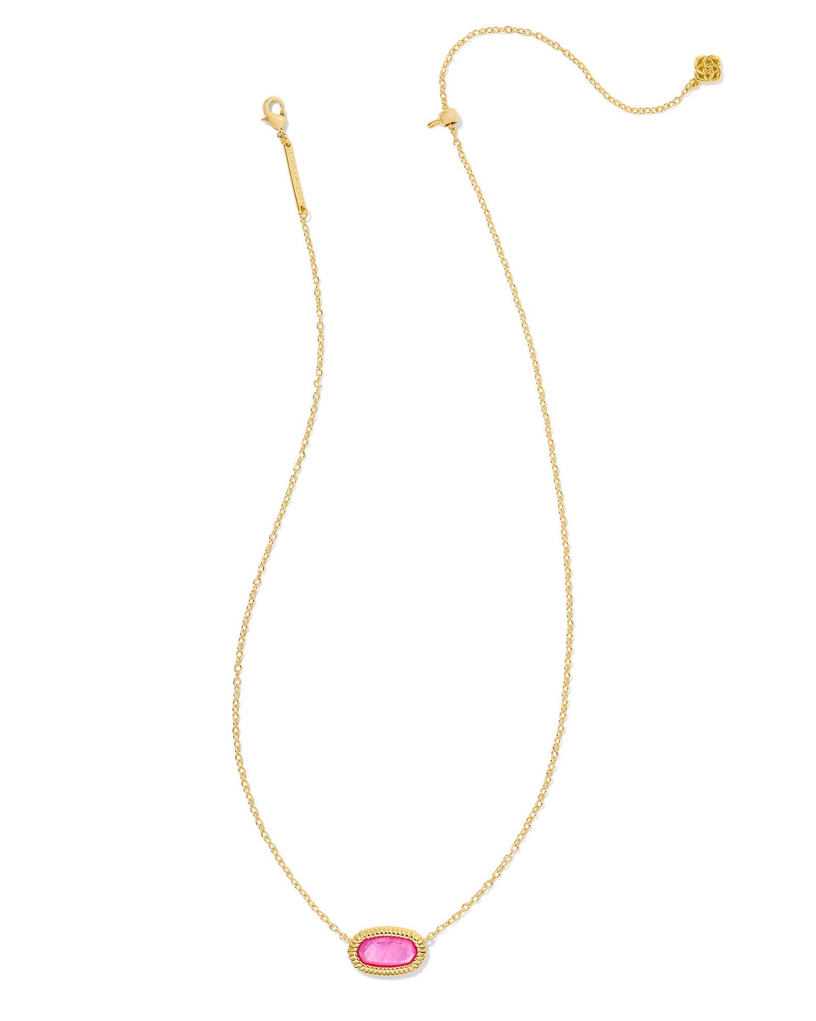 Kendra Scott Elisa Ridge Frame Short Pendant Necklace Gold Azalea Illusion