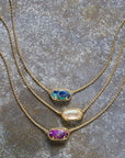 Kendra Scott Elisa Necklace Gold Bronze Veined Purple Turquoise