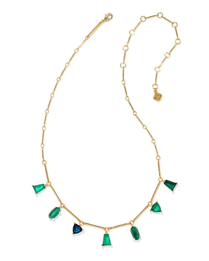 Kinsley Gold Statement Necklace in Green Mix