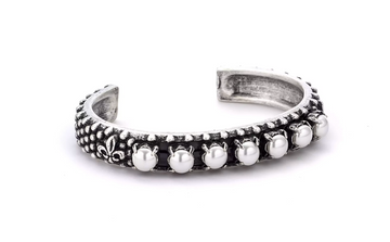 Sterling Clad Austrian Crystal Bangle - Pearl
