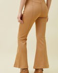 Front Slit Suede Flare Pants - Sand