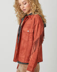 Fringe Back Suede Shirt Jacket