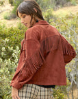 Fringe Back Suede Shirt Jacket