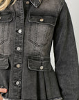 Washed Denim Peplum Jacket