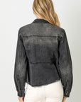 Washed Denim Peplum Jacket