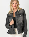 Washed Denim Peplum Jacket