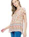 Blush Blouse Floral Ruffled