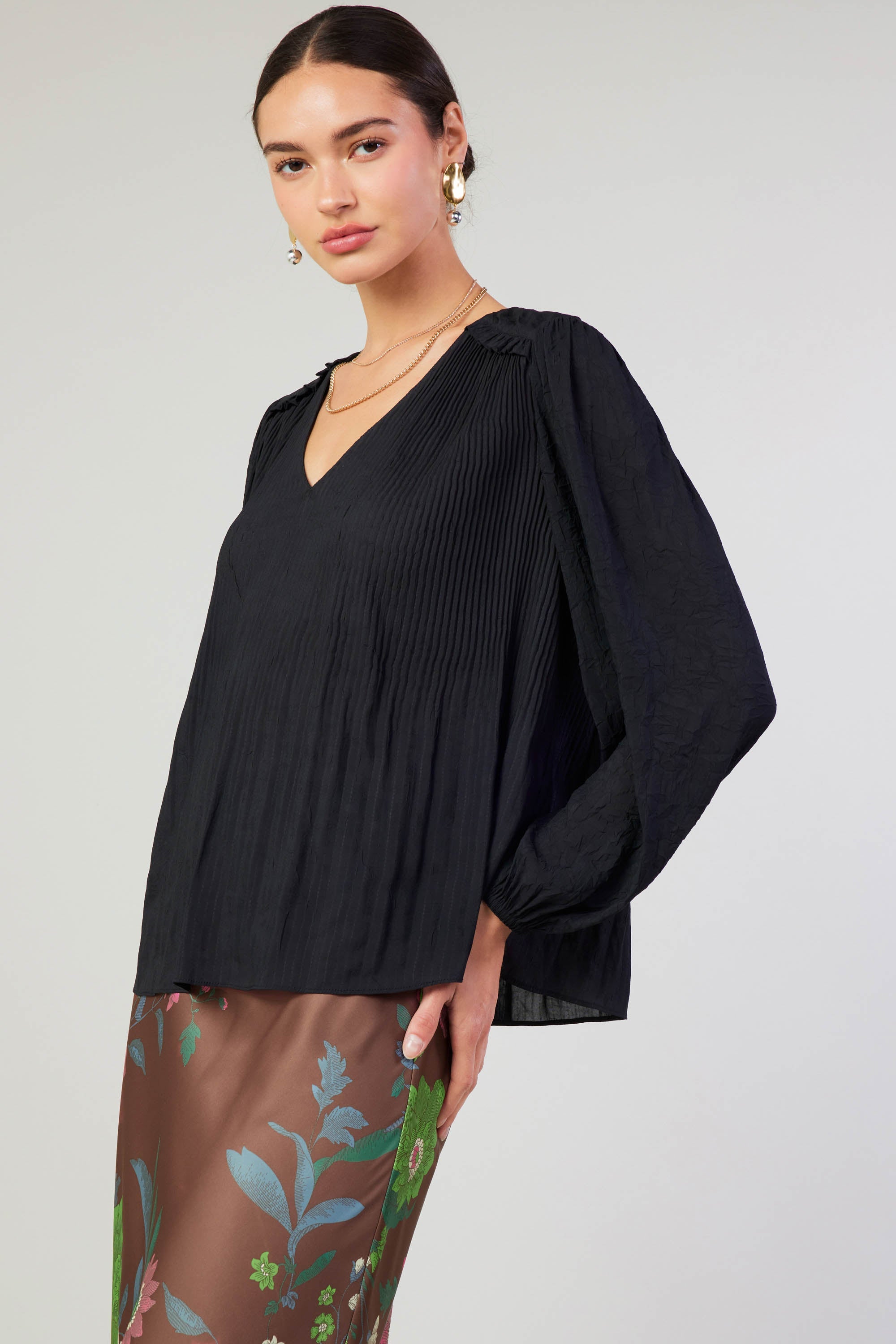 Long Sleeve Black Blouse