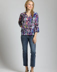 Mandarin Collar Button Up Blouse