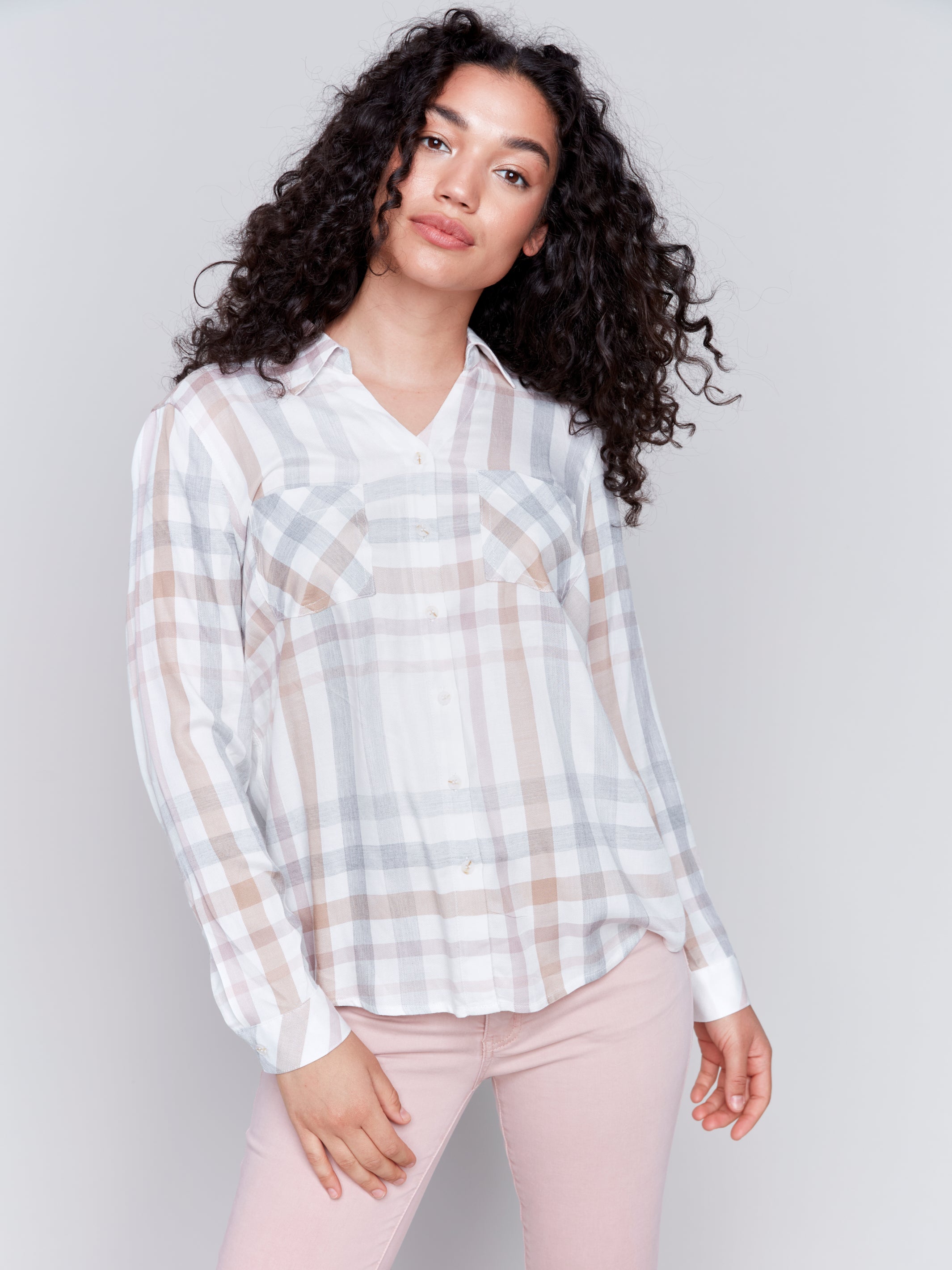 Soft Plaid Button Down Shirt -Quartz