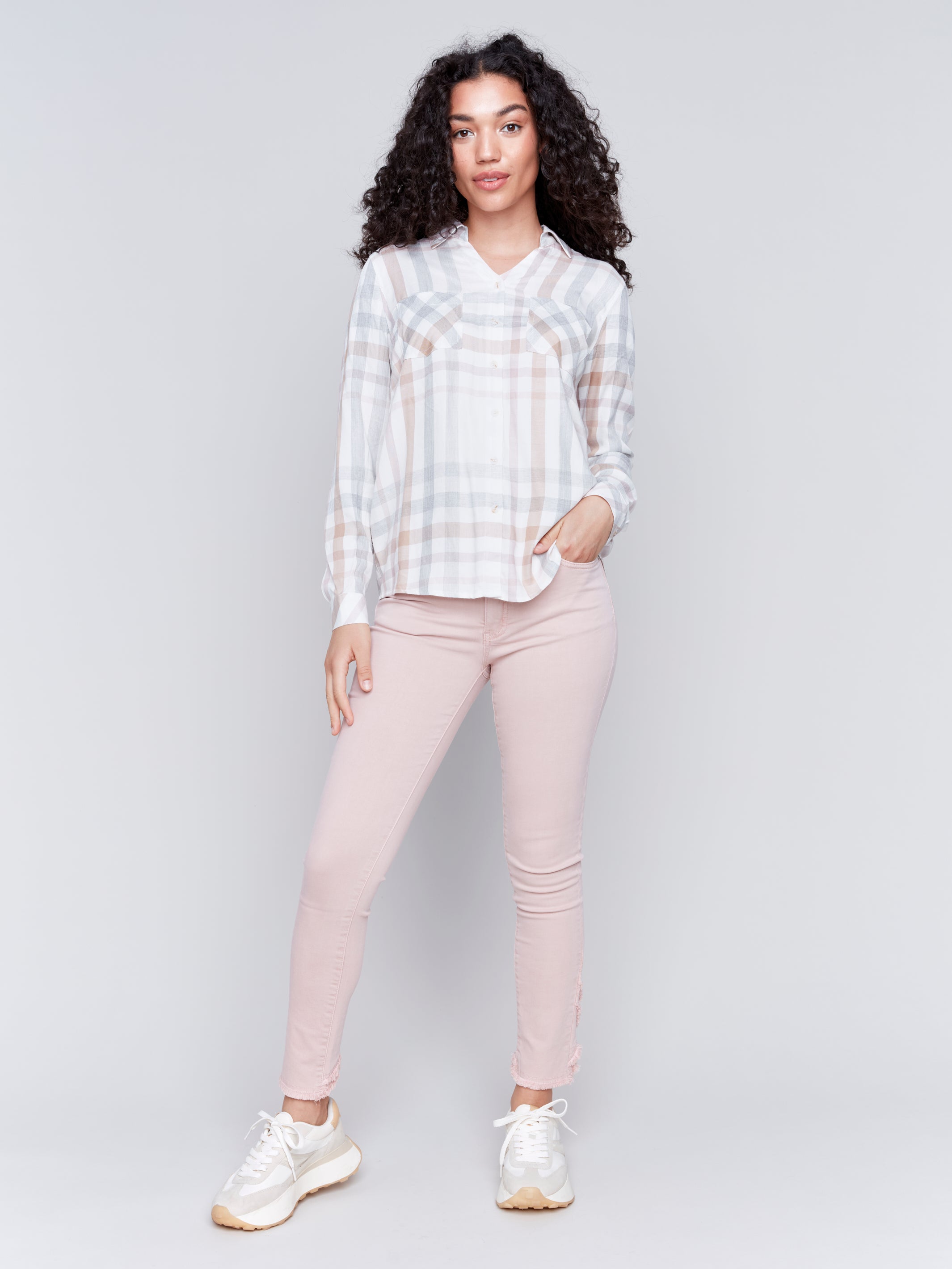 Soft Plaid Button Down Shirt -Quartz