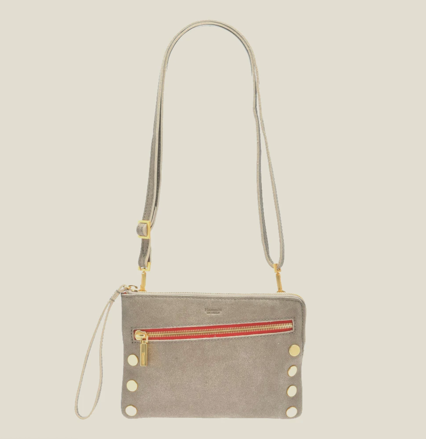 Nash Small 2 - Pewter Brushed Gold Red Zipper