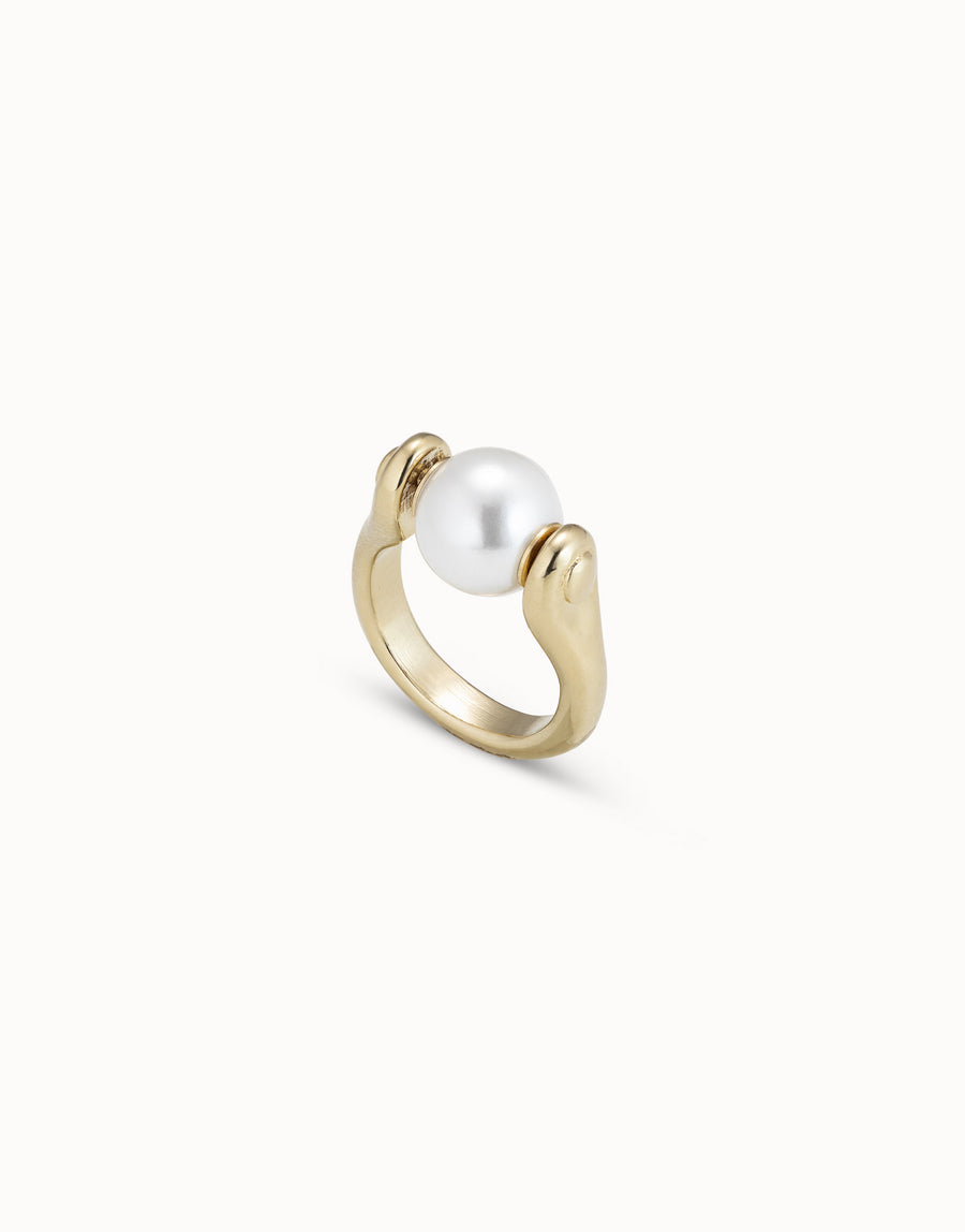 UNOde50 Gold Full Pearlmoon Ring Size 9