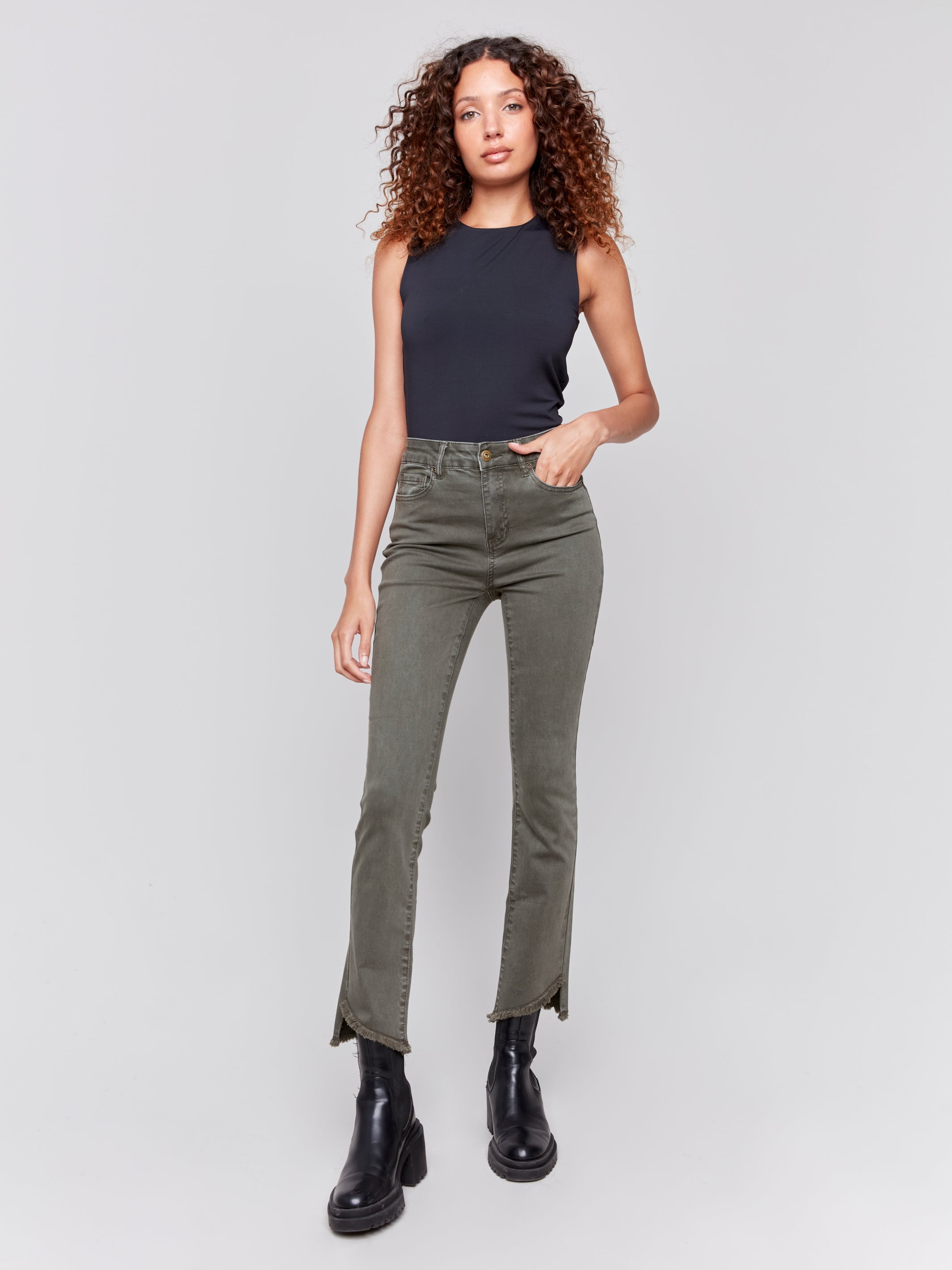 Asymmetrical Leg Pant -Spruce