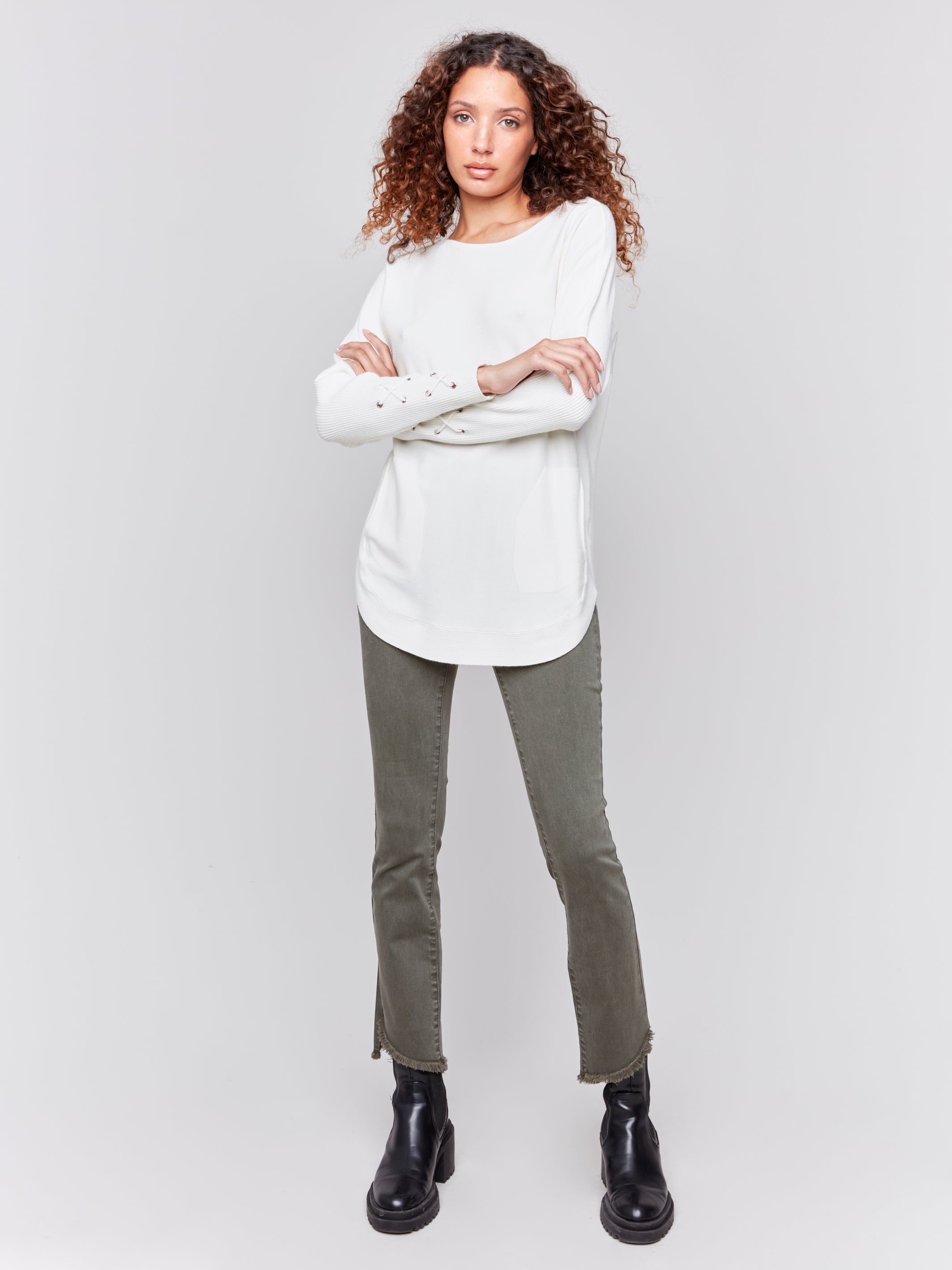 Asymmetrical Leg Pant -Spruce