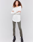 Asymmetrical Leg Pant -Spruce