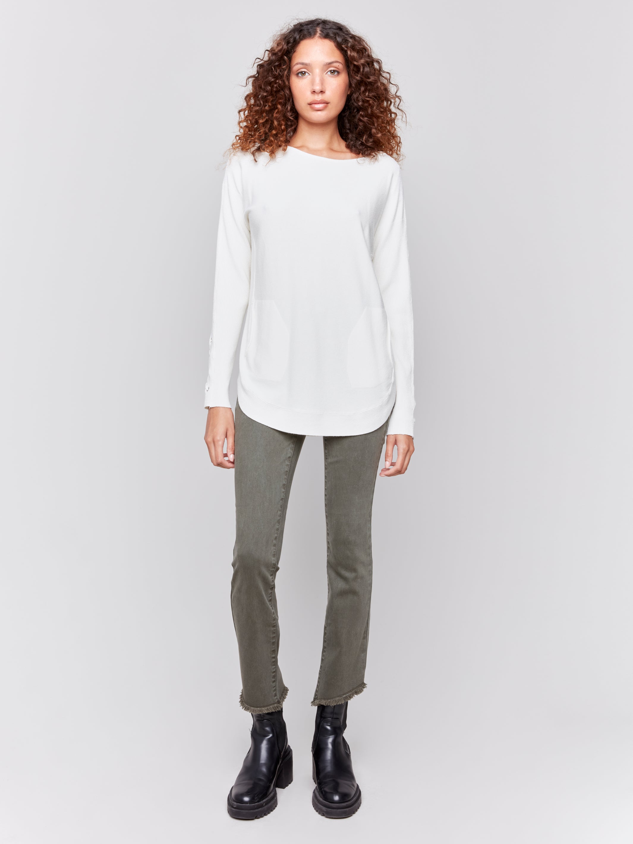 Asymmetrical Leg Pant -Spruce