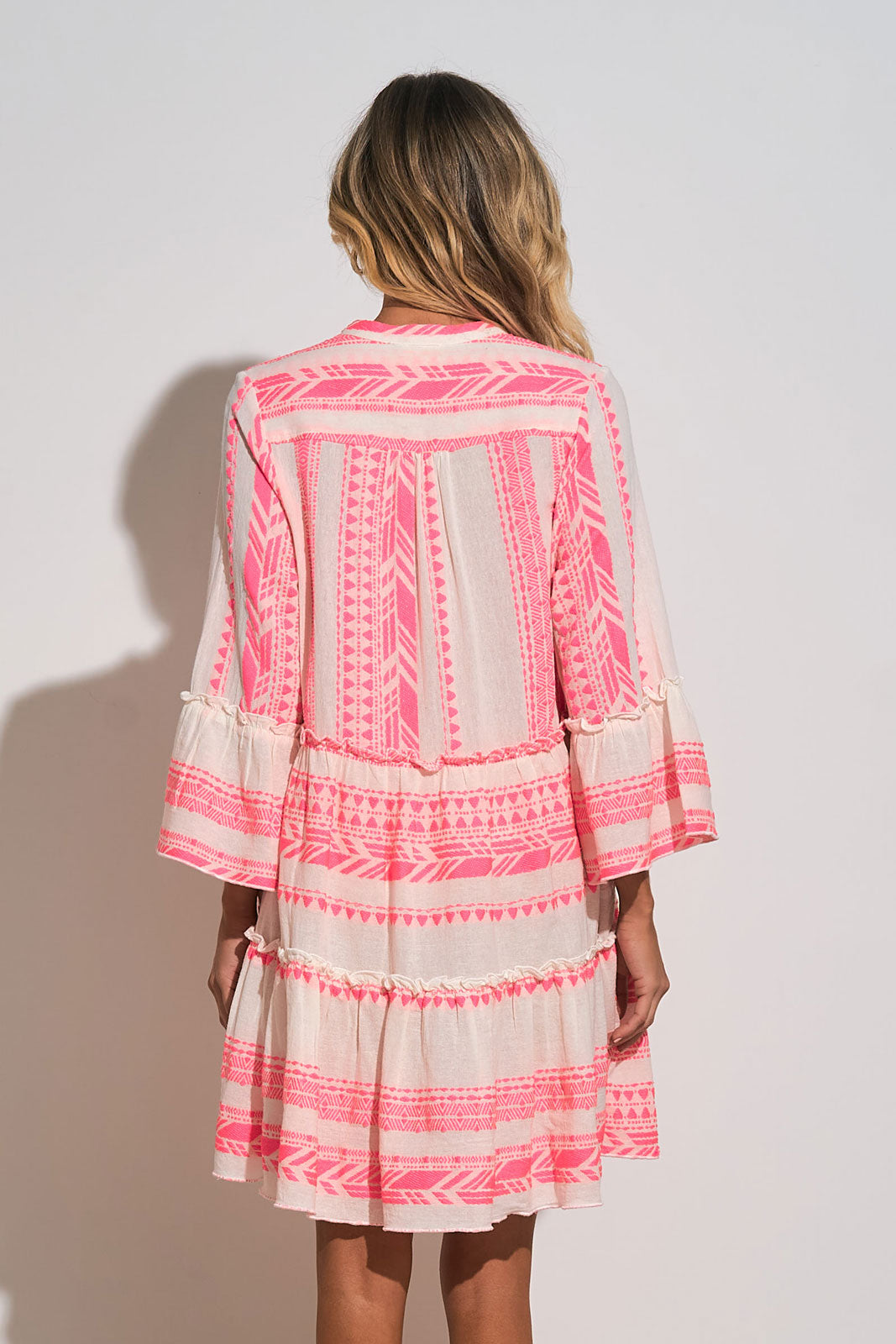 Long Sleeve Pink Print Dress