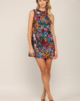 Floral Sequin Sleeveless Dress