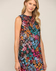 Floral Sequin Sleeveless Dress