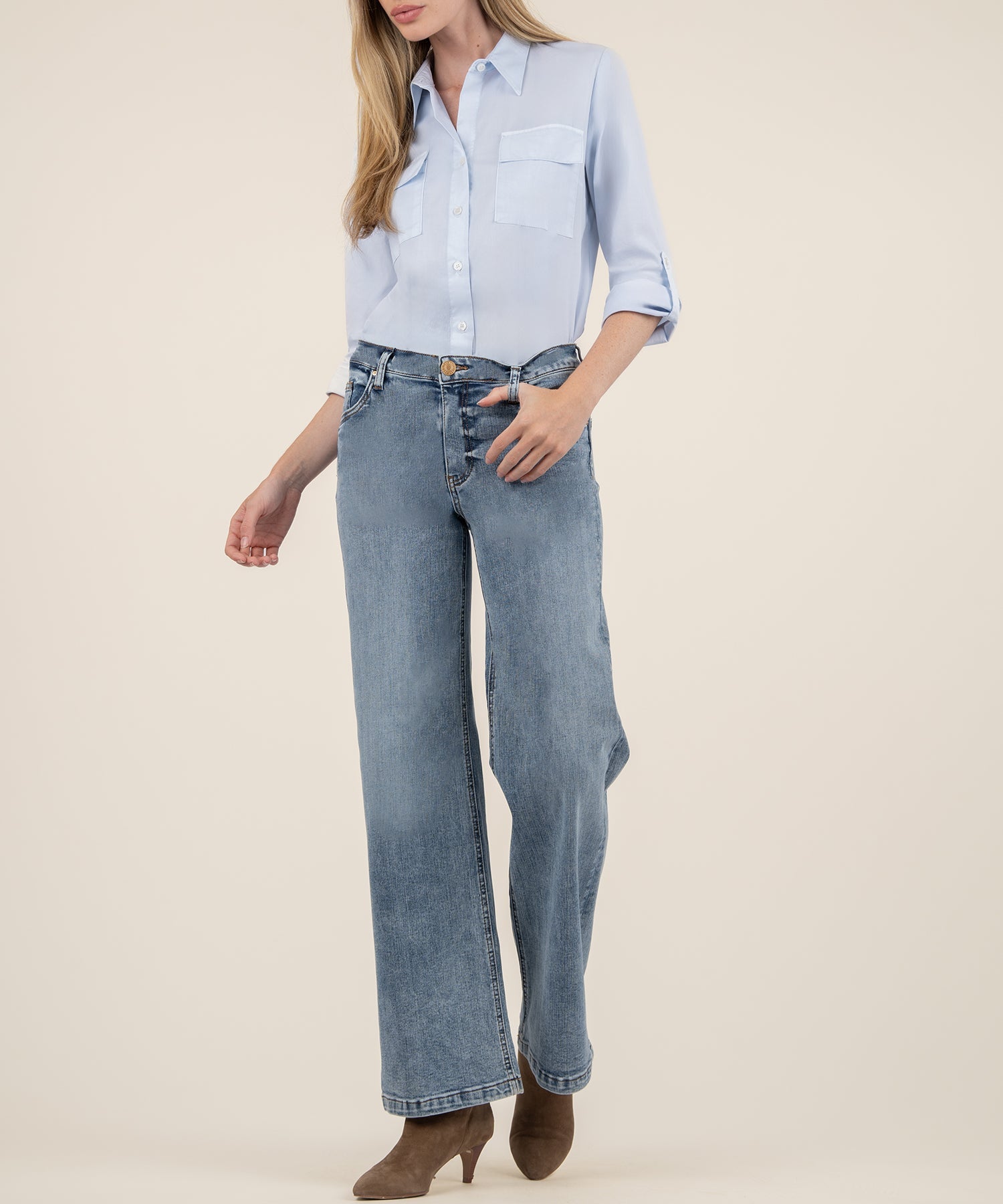 KUT Jean High Rise Wide Leg Clean Hem