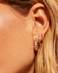 Kendra Scott Dira Crystal Huggie Earrings Gold White Crystal
