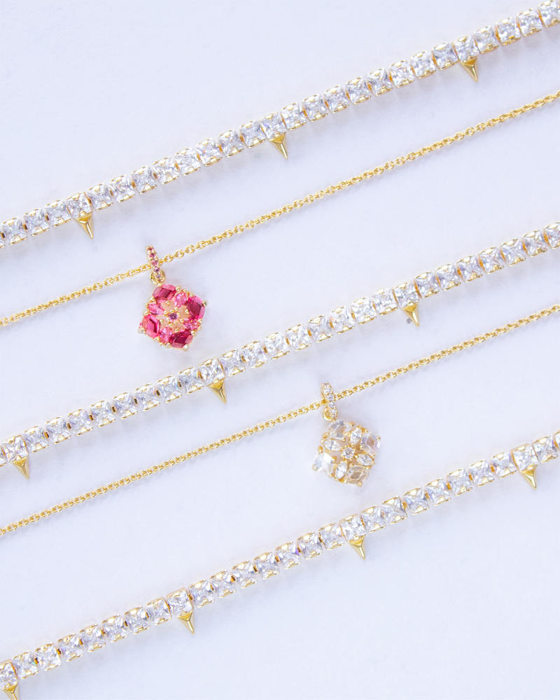Kendra Scott Dira Crystal Short Pendant Necklace Gold Pink Mix