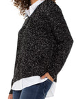 Collared Sweater Long Slv -BLK w/White