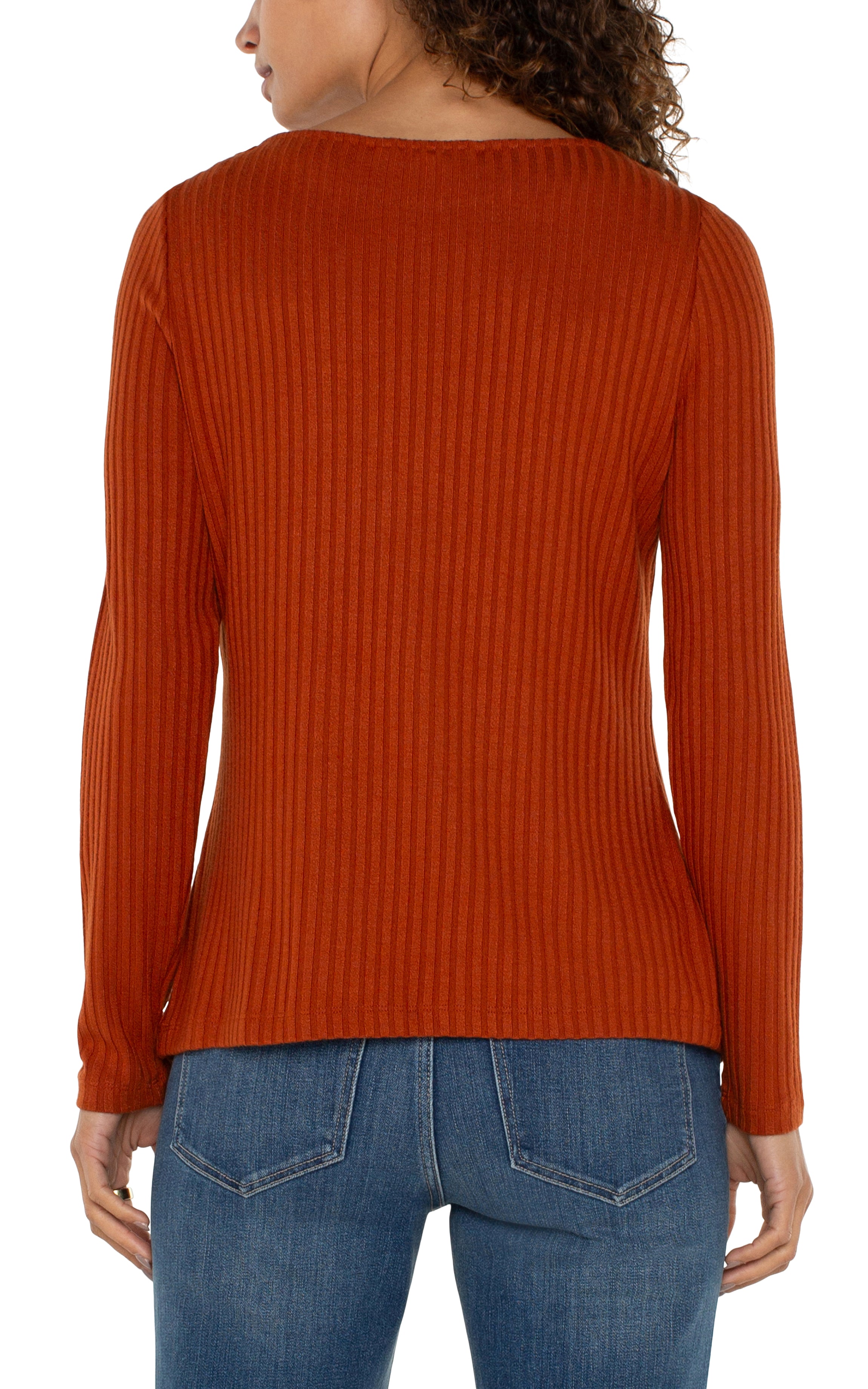 LC Long Sleeve Boat Neck Knit Top Cedar