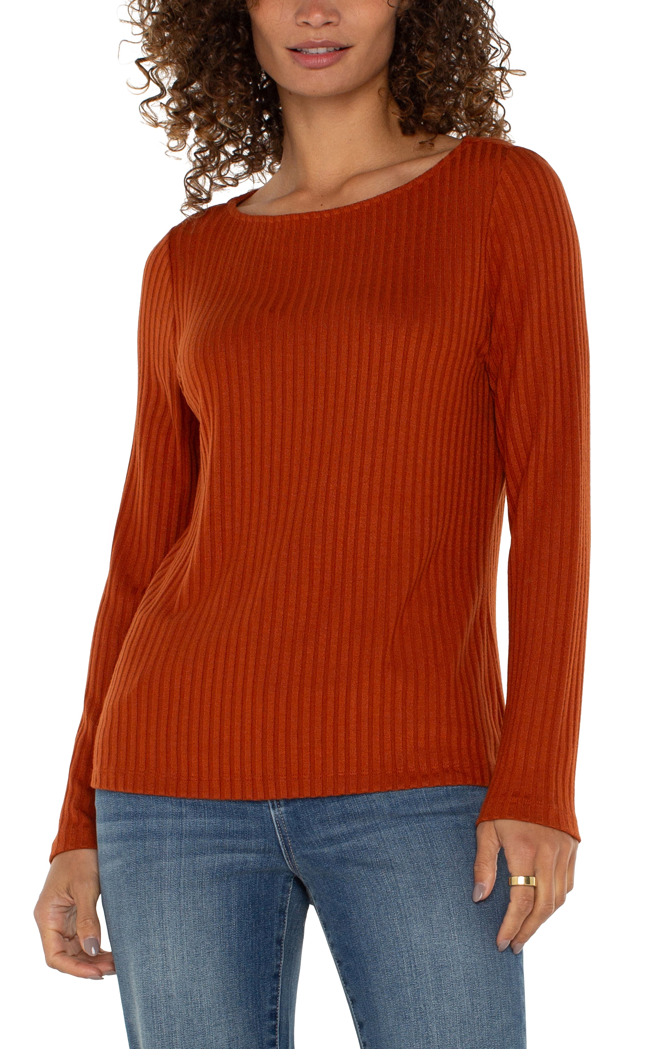 LC Long Sleeve Boat Neck Knit Top Cedar