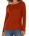 LC Long Sleeve Boat Neck Knit Top Cedar