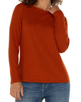 LC Long Sleeve Boat Neck Knit Top Cedar