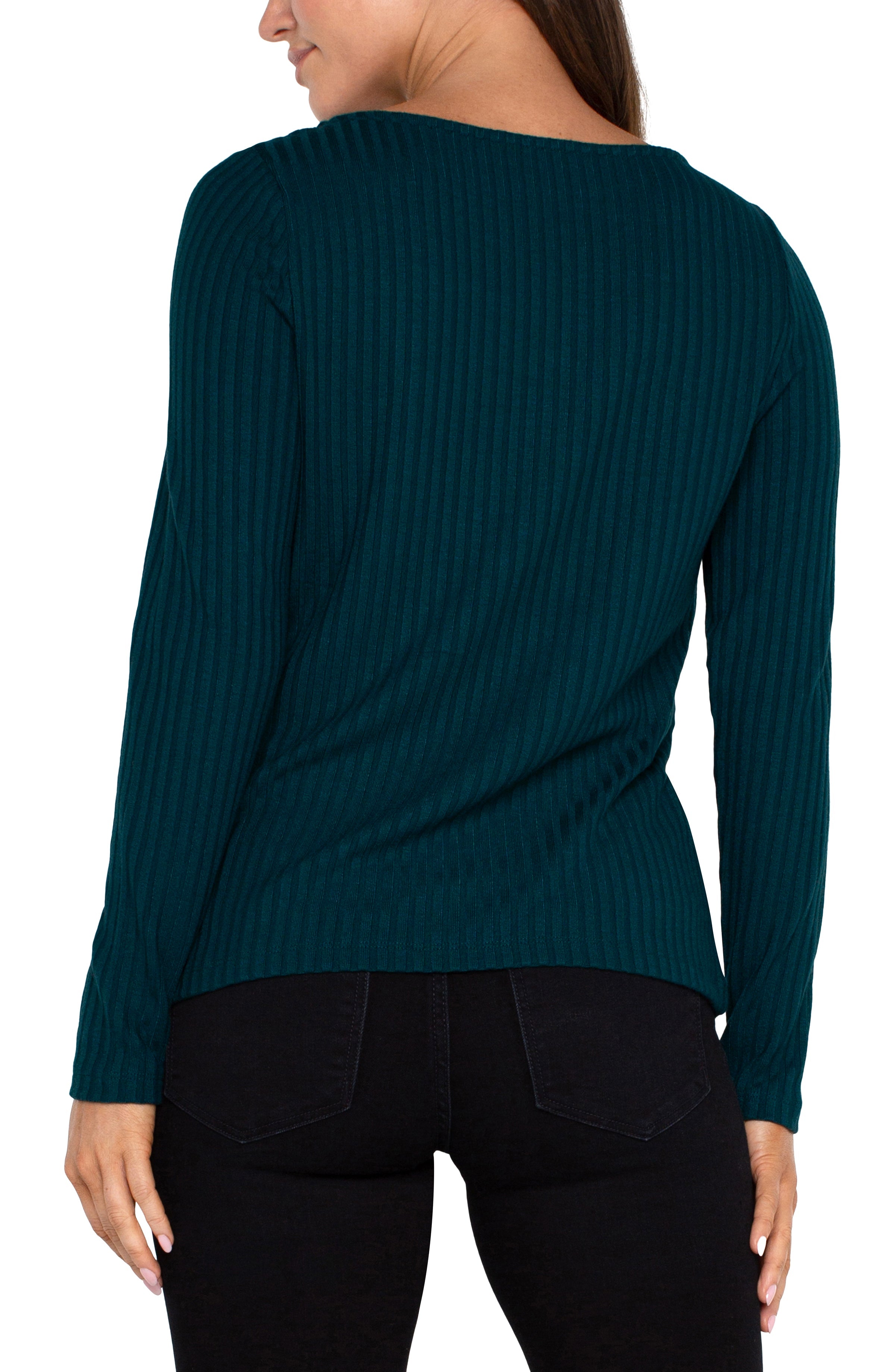 LC Long Sleeve Boat Neck Top Dark Forest