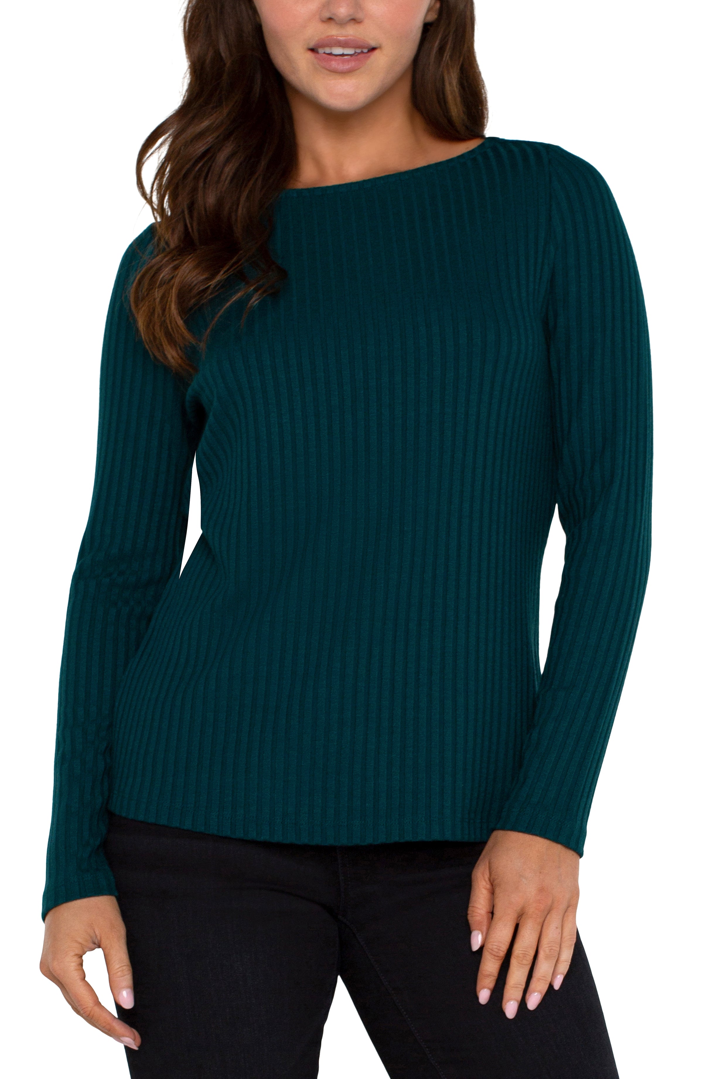 LC Long Sleeve Boat Neck Top Dark Forest