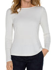 LC Long Sleeve Boat Neck Knit Top Snow