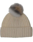 Ribbed Pom Hat - White