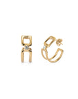 UNOde50  Gold Plated Double Hoop Earrings With White Cubic Zirconia