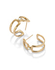 UNOde50  Gold Plated Double Hoop Earrings With White Cubic Zirconia