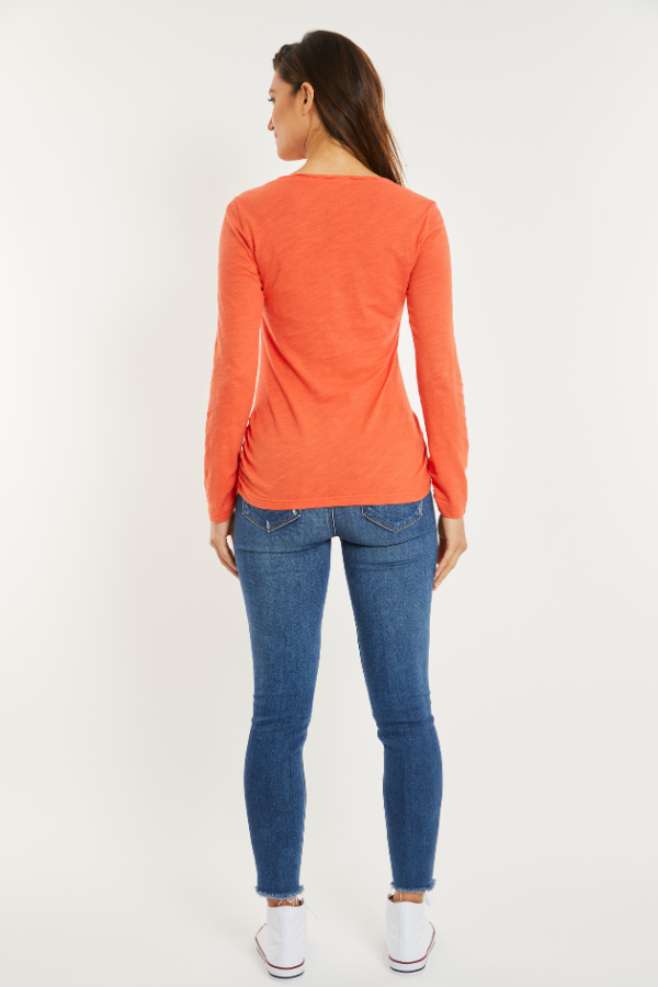 Long Sleeve Twisted Scoop Neck Tee