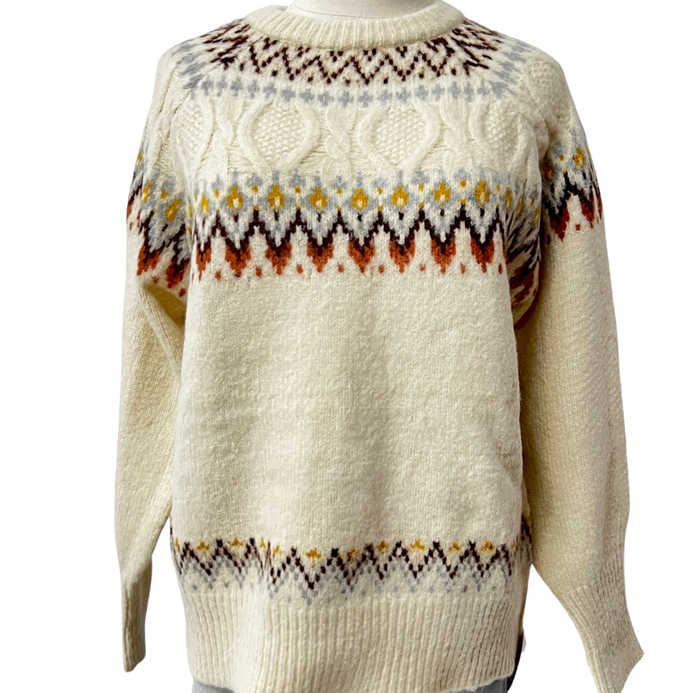 Melinda Fair Isle Sweater with Balloon Sleeve
