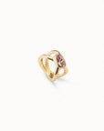 UNOde50 Gold Guardian Pink Crystal Ring Size 6
