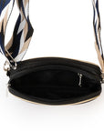 Neoprene Dual Zipper Crossbody - Black/ Tan