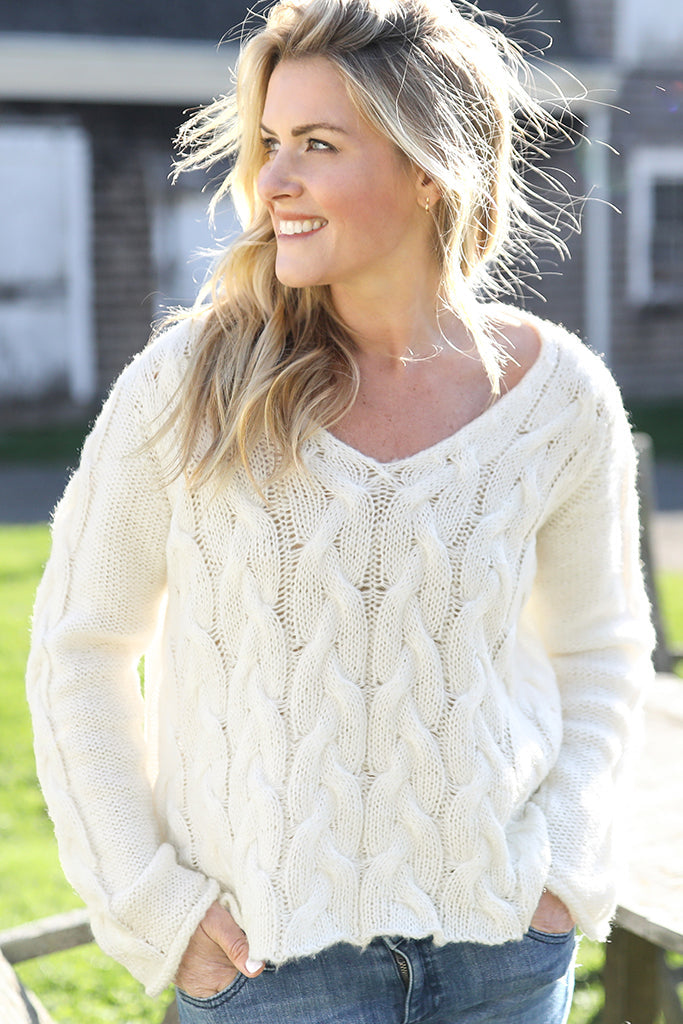 Cobblestone Cable V Sweater