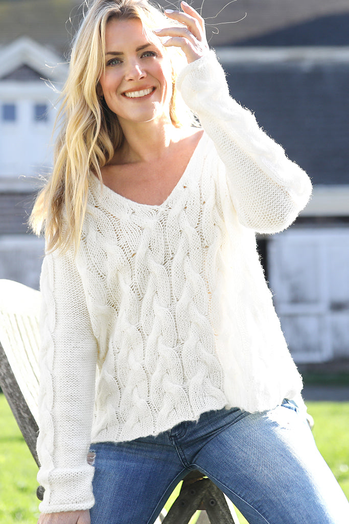 Cobblestone Cable V Sweater