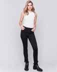 Colored Asymmetrical Leg Pant -Black