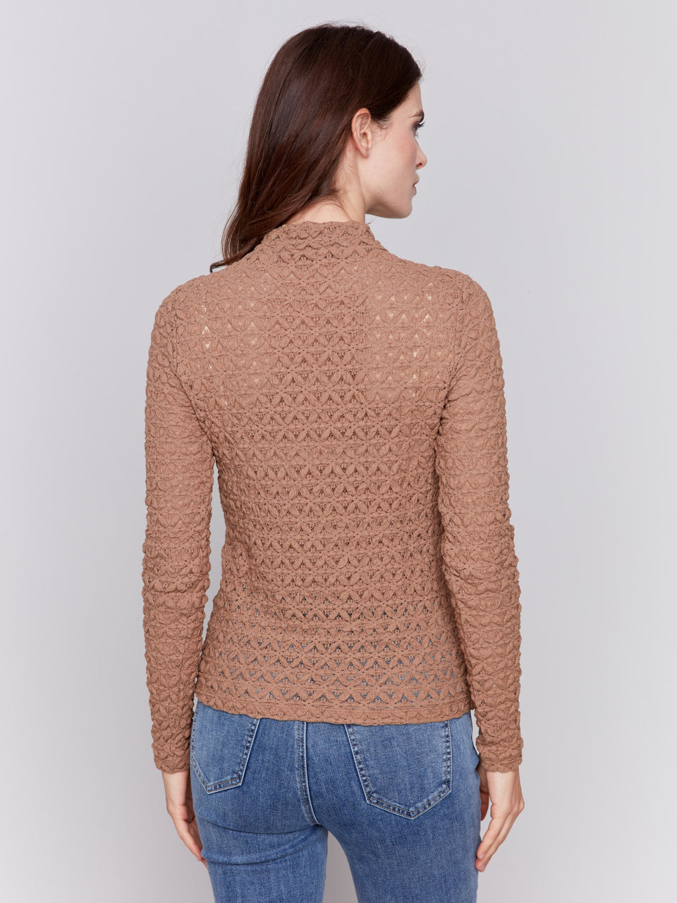 Mock Neck Basic Top -Truffle