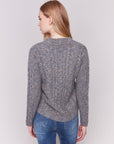 Speckled Yarn Cable Sweater -Charcoal