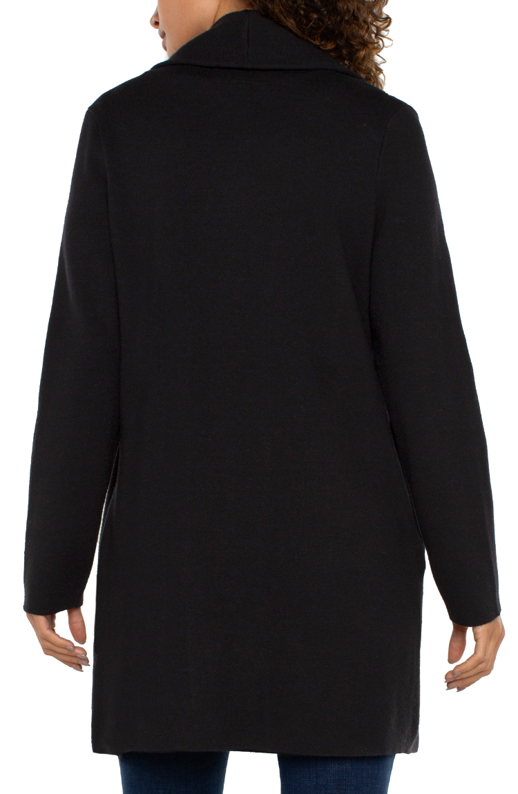 Sweater Long Open Front Shawl - Black