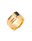 Alisa Triple Band Ring - Gold/Black - Size 6